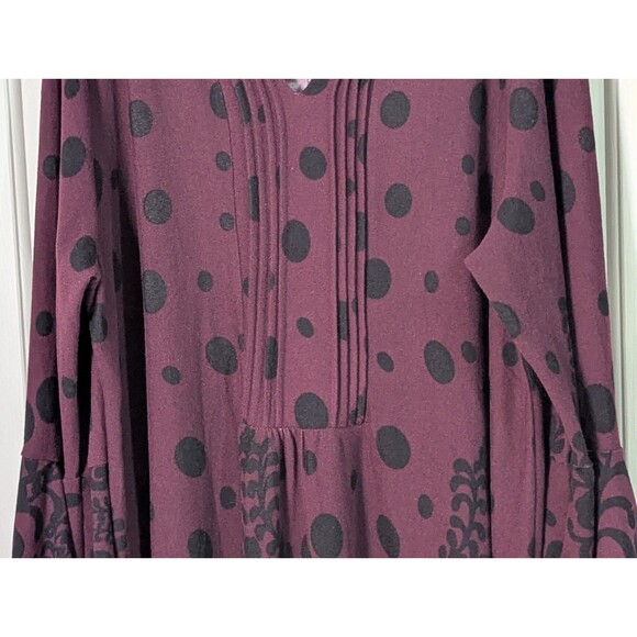 NWT Reborn Tunic Dress Plus 3x Maroon Black Damask Boho Stretchy Flounce Sleeves - Picture 3 of 14